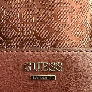 GUESS Los Angeles Tan Brown Logo Shoulder Bag